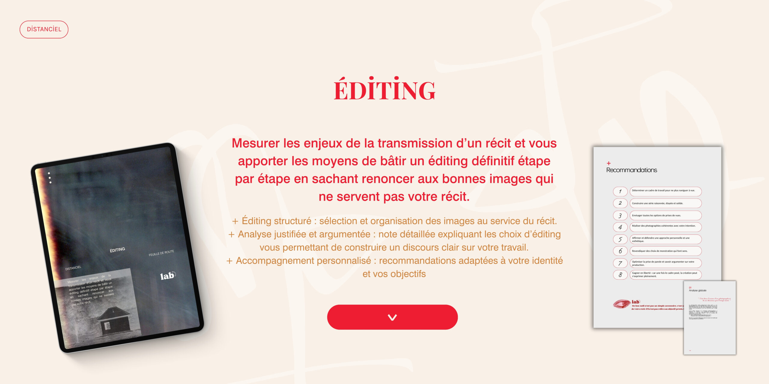 Tablette présentant l’Éditing et document de recommandations