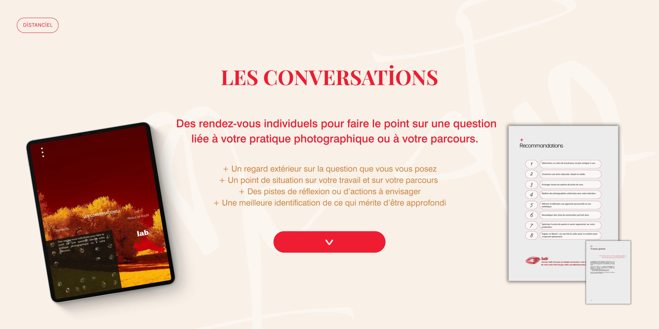 Tablette présentant Les Conversations