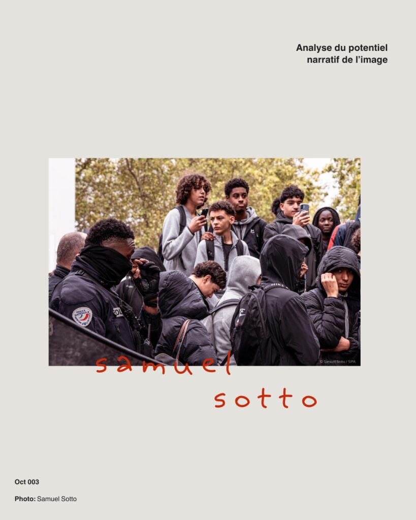Analyse du potentiel narratif de l’image, Octobre 003 : photographie de Samuel Sotto
